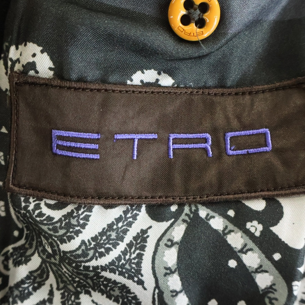 ETRO(エトロ) 裏地ペイズリー総柄 カシミヤ チェスターコート ブラック