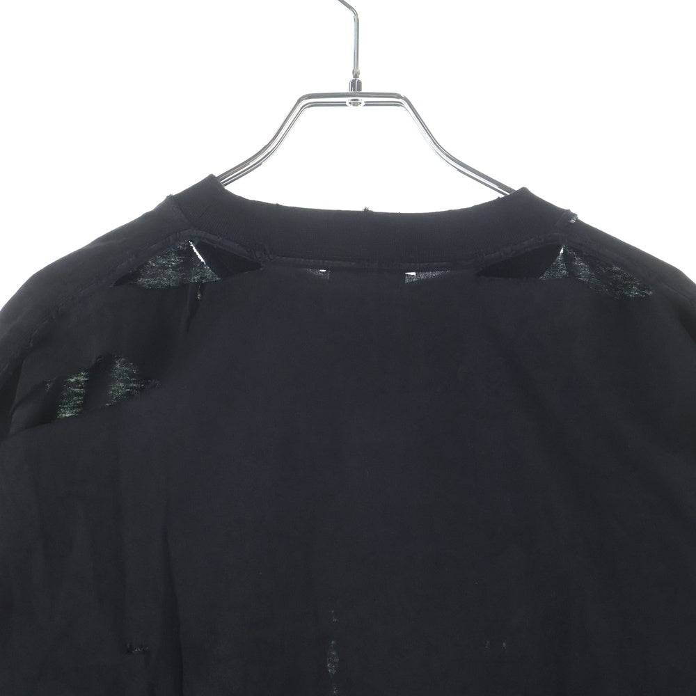BALENCIAGA(バレンシアガ) 25AW Logo Motif EMO T-Shirt フロント刺繍 クルーネック半袖Tシャツ ブラック 26344 TSVP4