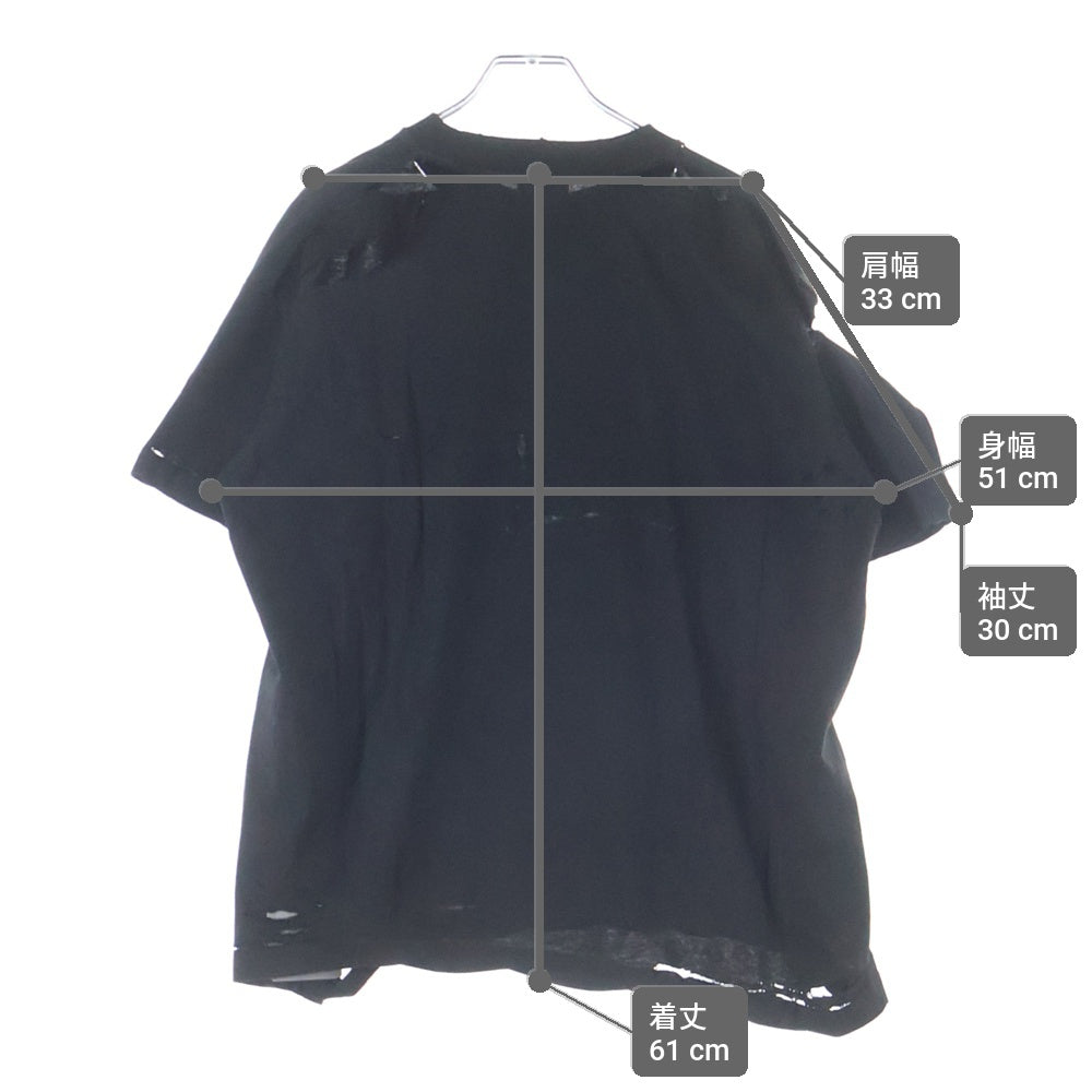 BALENCIAGA(バレンシアガ) 25AW Logo Motif EMO T-Shirt フロント刺繍 クルーネック半袖Tシャツ ブラック 26344 TSVP4