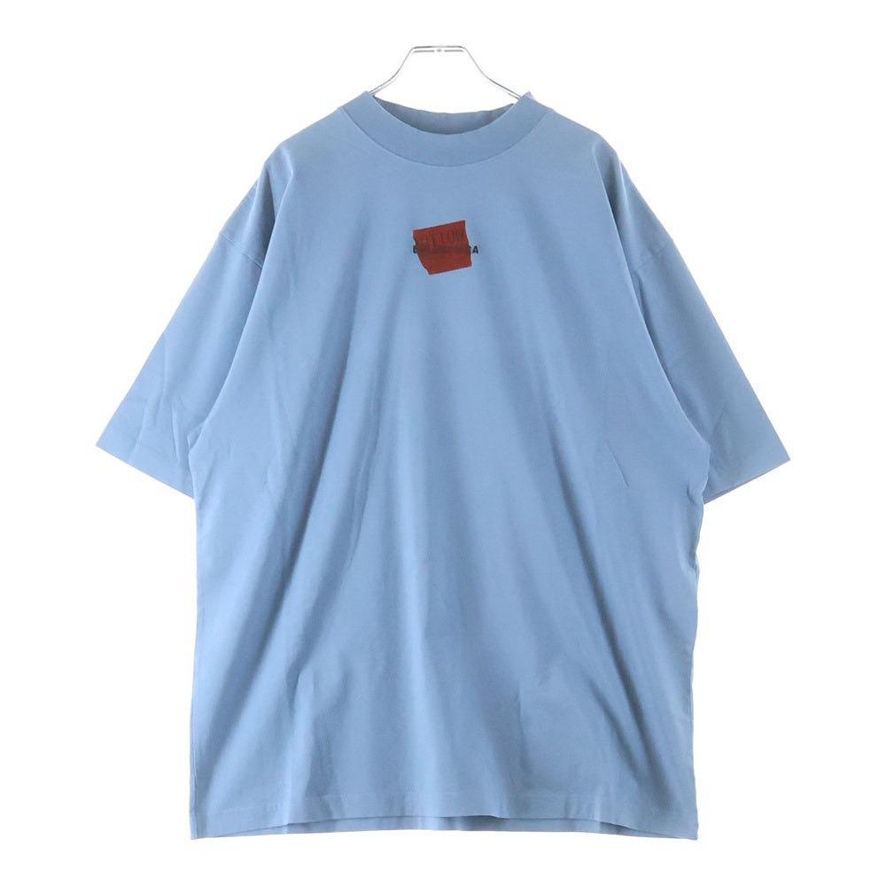 BALENCIAGA(バレンシアガ) 25SS Medium Fit T-Shirt テーピングロゴ刺繍 半袖Tシャツ ブルー 764235 TSVG2