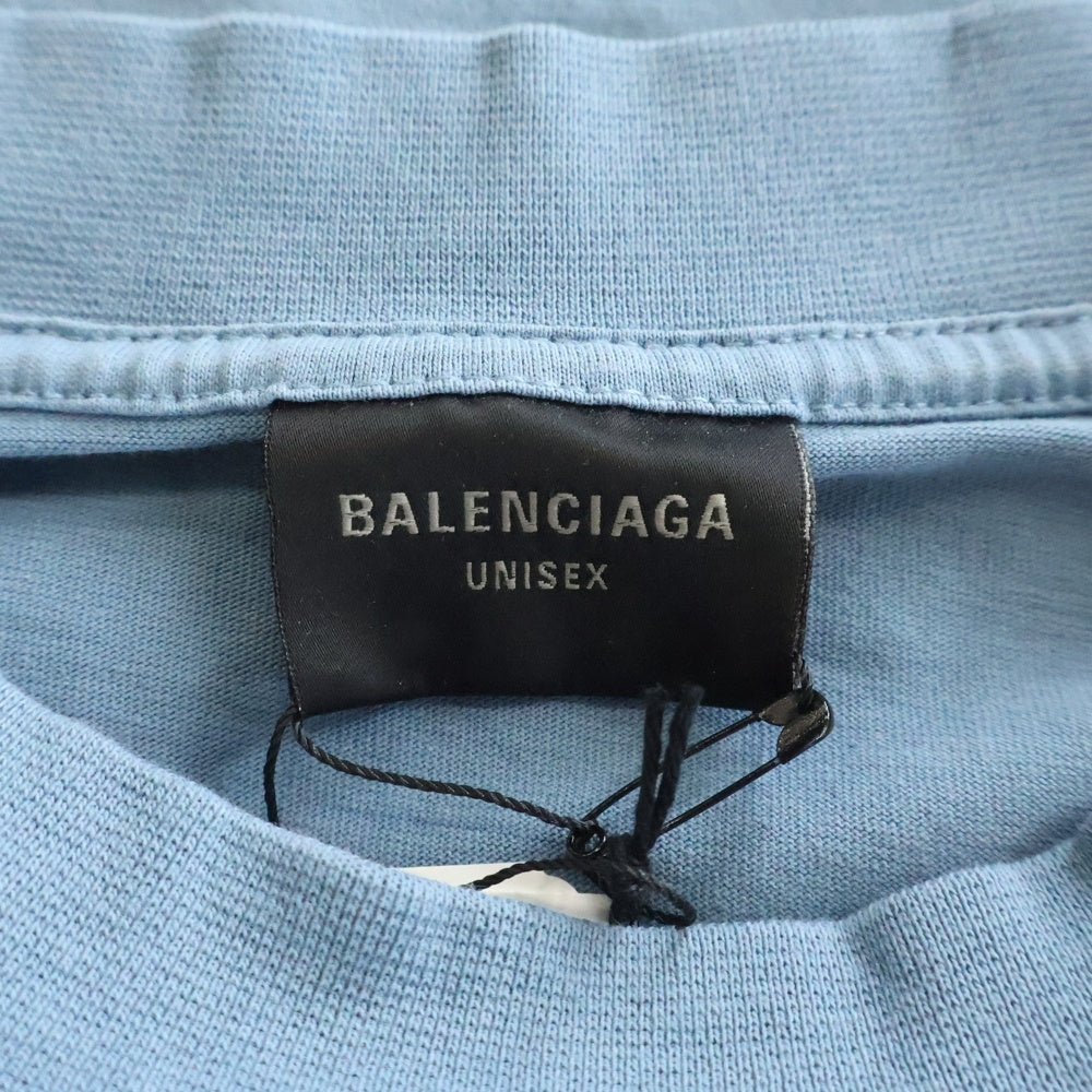 BALENCIAGA(バレンシアガ) 25SS Medium Fit T-Shirt テーピングロゴ刺繍 半袖Tシャツ ブルー 764235 TSVG2
