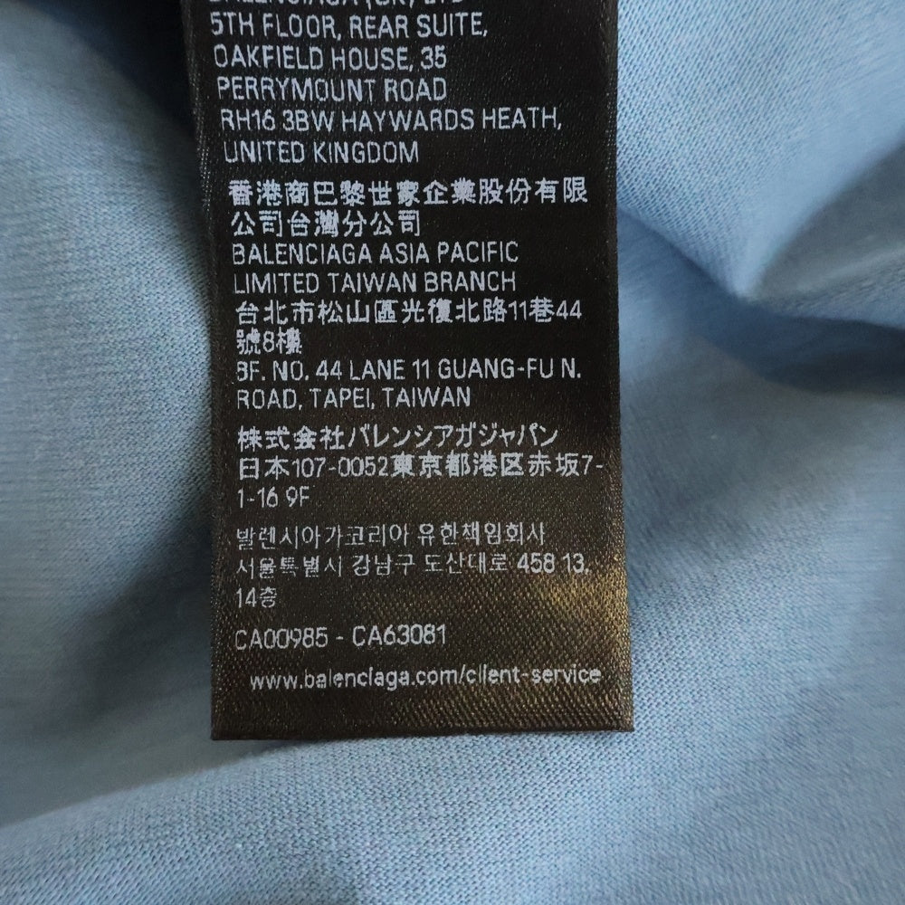 BALENCIAGA(バレンシアガ) 25SS Medium Fit T-Shirt テーピングロゴ刺繍 半袖Tシャツ ブルー 764235 TSVG2