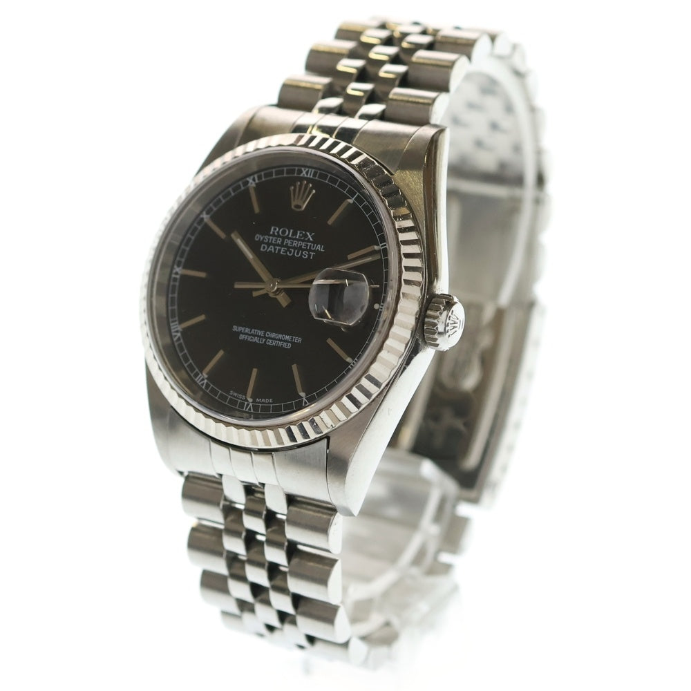 ROLEX(ロレックス) 16234 デイトジャスト 黒文字盤 P番 SS×WG/AT ステンレス×ホワイトゴールド 自動巻き 腕時計