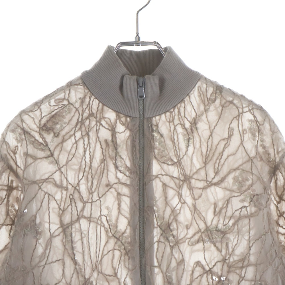 BRUNELLO CUCINELLI(ブルネロクチネリ) シースルー スパンコール ジップアップ ジャケット ブルゾン ベージュ レディース