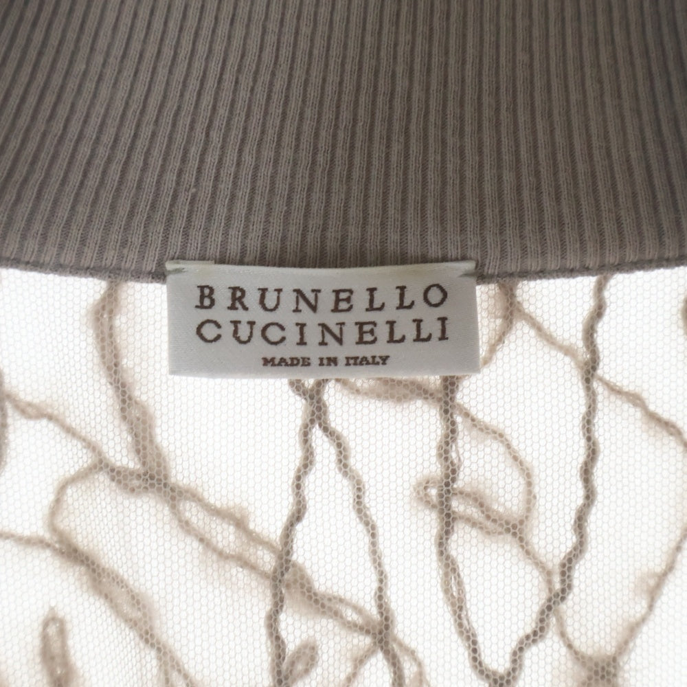 BRUNELLO CUCINELLI(ブルネロクチネリ) シースルー スパンコール ジップアップ ジャケット ブルゾン ベージュ レディース