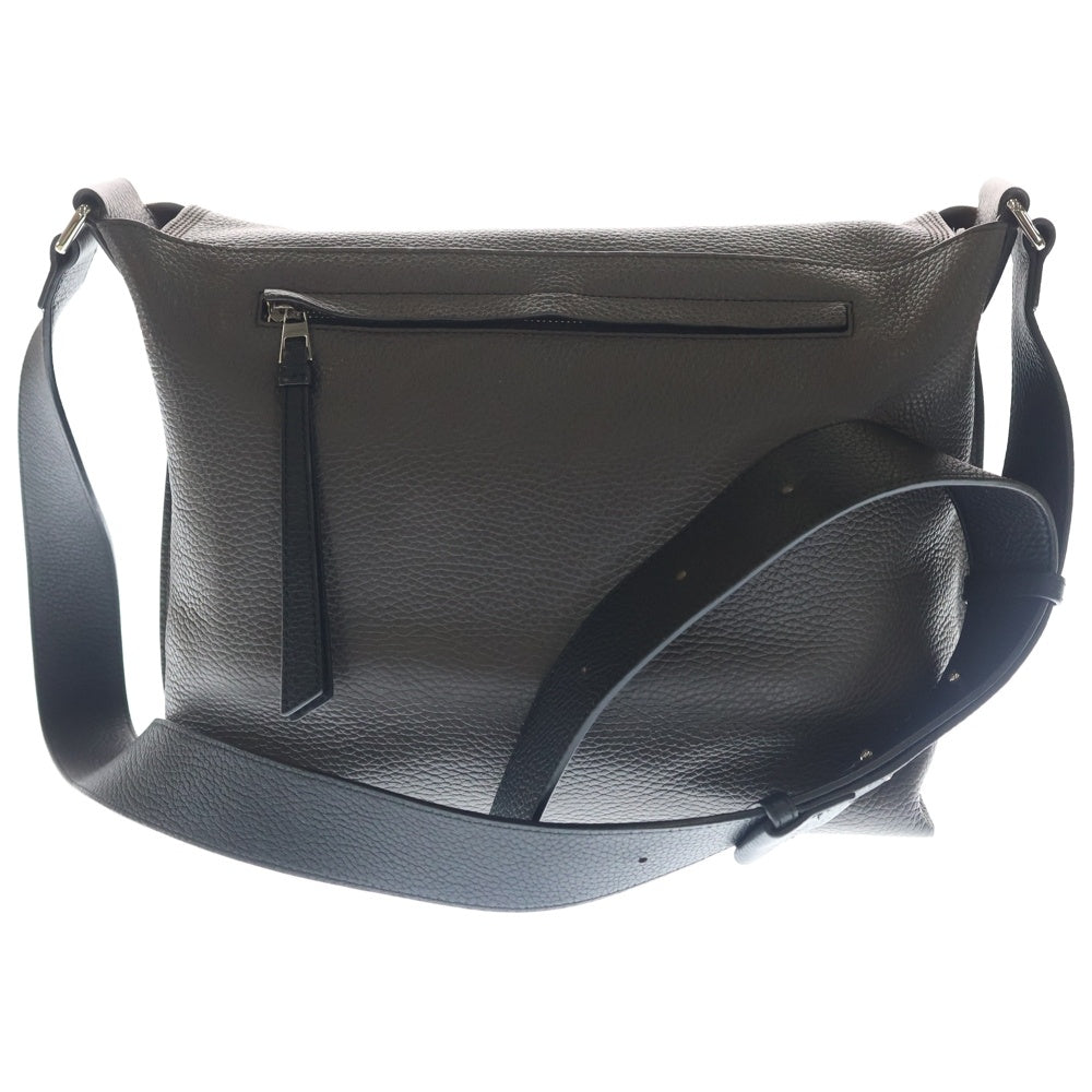 LOEWE(ロエベ) アナグラムロゴ ミリタリー メッセンジャー レザー ショルダー バッグ シルバー金具 ブラウン/ブラック 316.41
