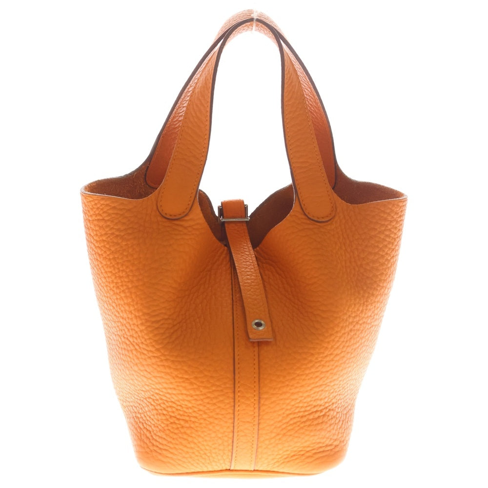 HERMES(エルメス) ピコタンロックPM トリヨンクレマンス レザー ハンドバッグ シルバー金具 オレンジ □M刻印 レディース