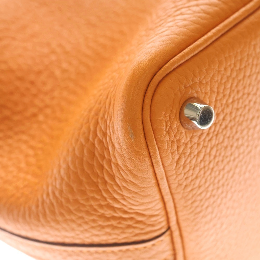 HERMES(エルメス) ピコタンロックPM トリヨンクレマンス レザー ハンドバッグ シルバー金具 オレンジ □M刻印 レディース