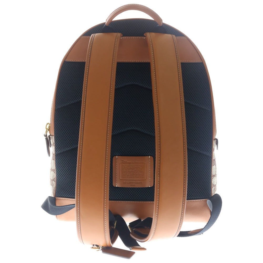 COACH(コーチ) ×Disney ディズニー ワッペン チャーター キャンバス レザー バックパック リュックサック ブラウン CG975 レディース