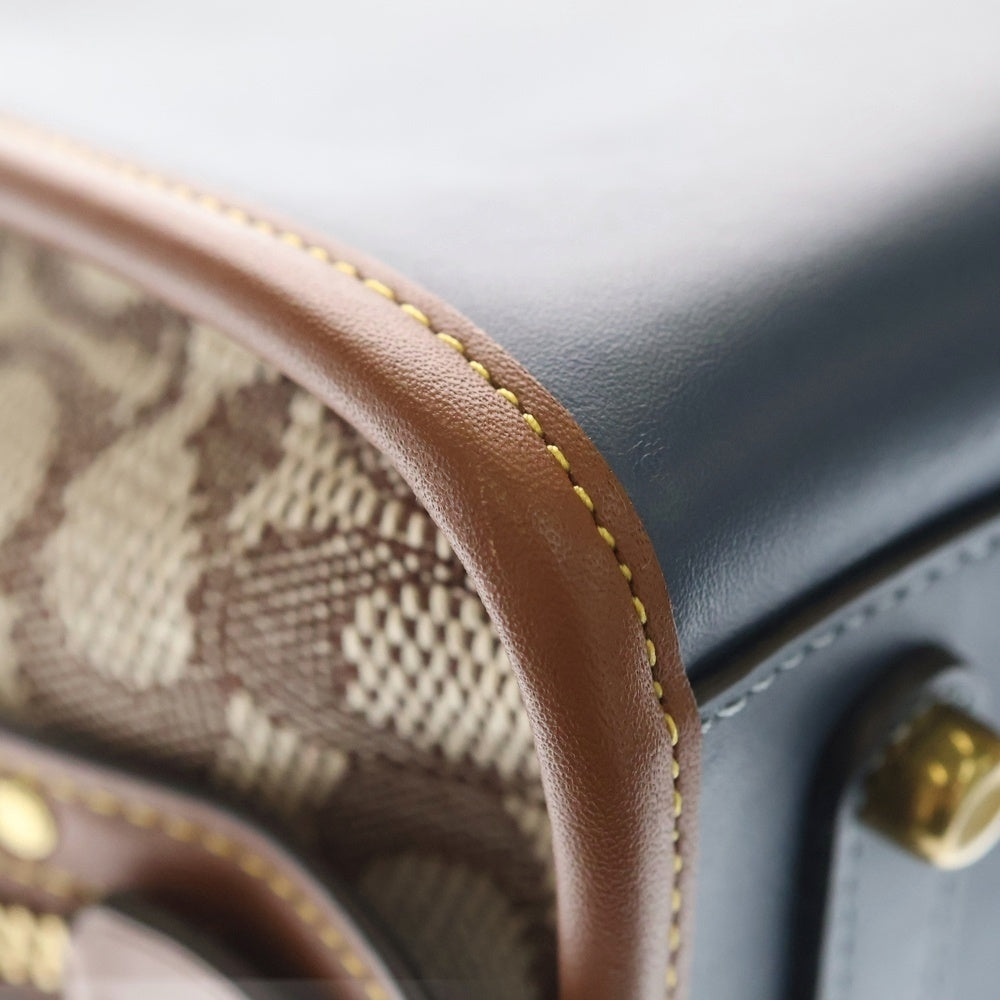 COACH(コーチ) ローグ 25 コーチーズ スパーキー レザー 2WAY ハンド ショルダーバッグ ゴールド金具 ブラウン/ブルー CC398 レディース
