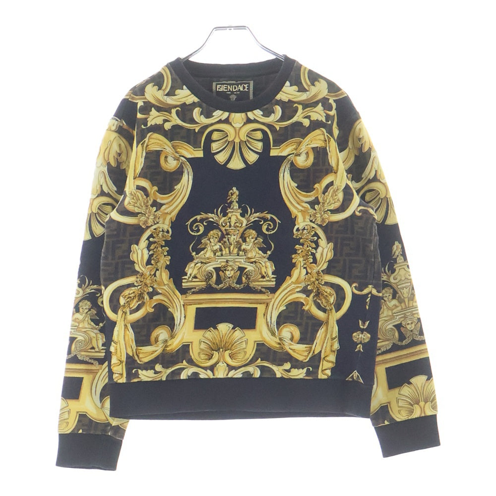 FENDI(フェンディ) ×VERSACE FENDACE ヴェルサーチ フェンダーチェ ズッカ メデューサ バロック総柄プリント クルーネック プルオーバー スウェット トレーナー FY0178 AKE1