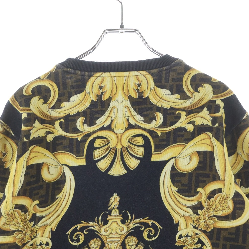 FENDI(フェンディ) ×VERSACE FENDACE ヴェルサーチ フェンダーチェ ズッカ メデューサ バロック総柄プリント クルーネック プルオーバー スウェット トレーナー FY0178 AKE1