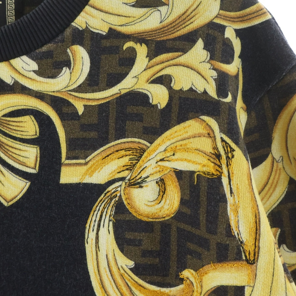 FENDI(フェンディ) ×VERSACE FENDACE ヴェルサーチ フェンダーチェ ズッカ メデューサ バロック総柄プリント クルーネック プルオーバー スウェット トレーナー FY0178 AKE1
