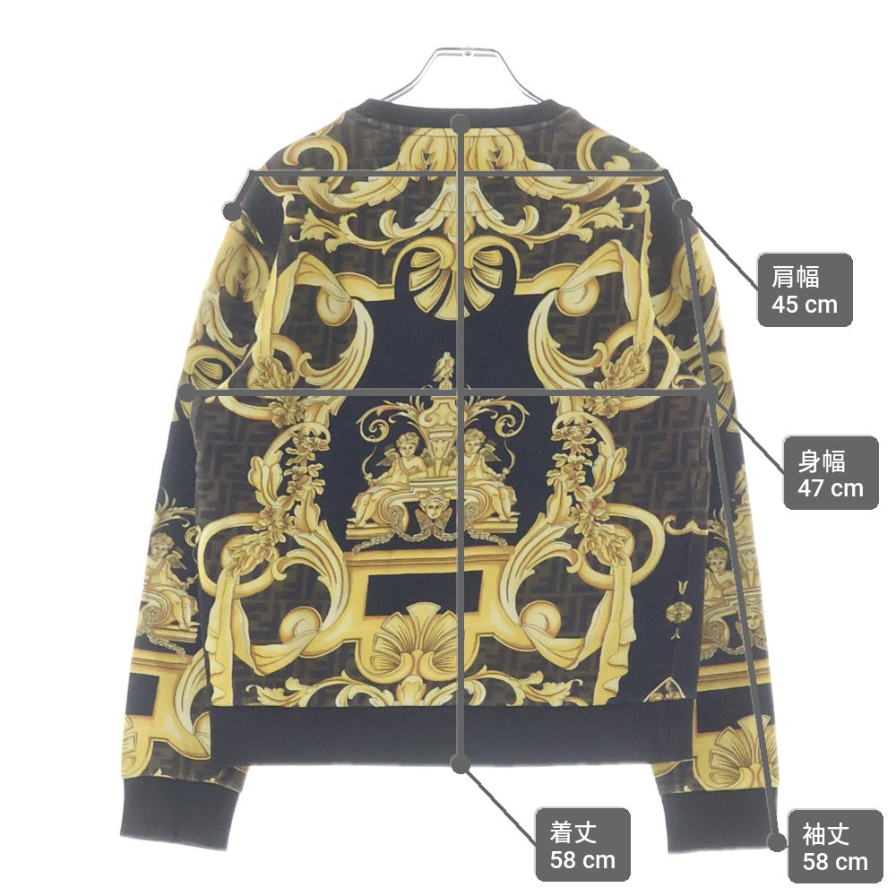 FENDI(フェンディ) ×VERSACE FENDACE ヴェルサーチ フェンダーチェ ズッカ メデューサ バロック総柄プリント クルーネック プルオーバー スウェット トレーナー FY0178 AKE1