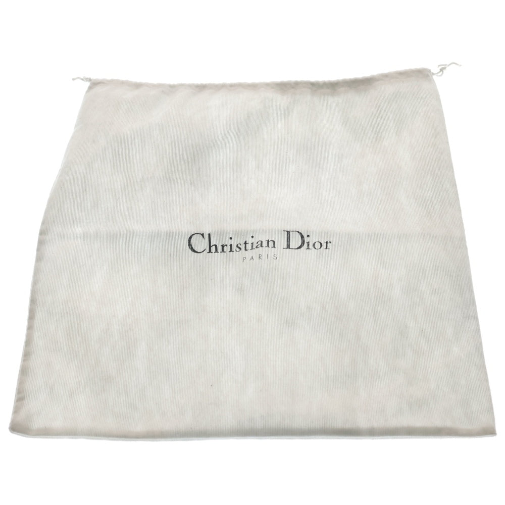 Christian Dior(クリスチャンディオール) トロッター柄 ダブルサドル キャンバス レザー ショルダーバッグ ゴールド金具 ネイビー レディース