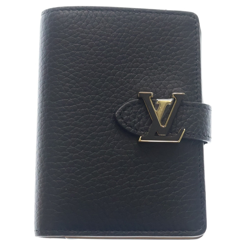 LOUIS VUITTON(ルイヴィトン) LV ヴェルティカル コンパクトウォレット 二つ折り財布 ブラック ノワール トリヨンレザー M81561 ゴールド金具