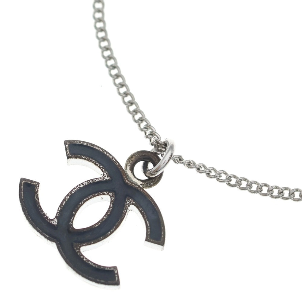 CHANEL(シャネル) ココマーク ペンダントネックレス ペンダント チェーン 07V シルバー×ブラック GP レディース