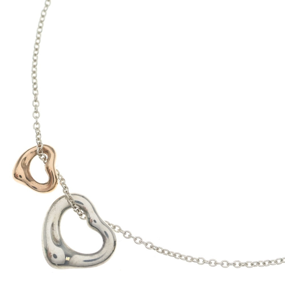 TIFFANY & Co.(ティファニー) ダブルオープンハートネックレス ペンダント チェーン シルバー×ピンクゴールド SV925/Au750 2.6g レディース