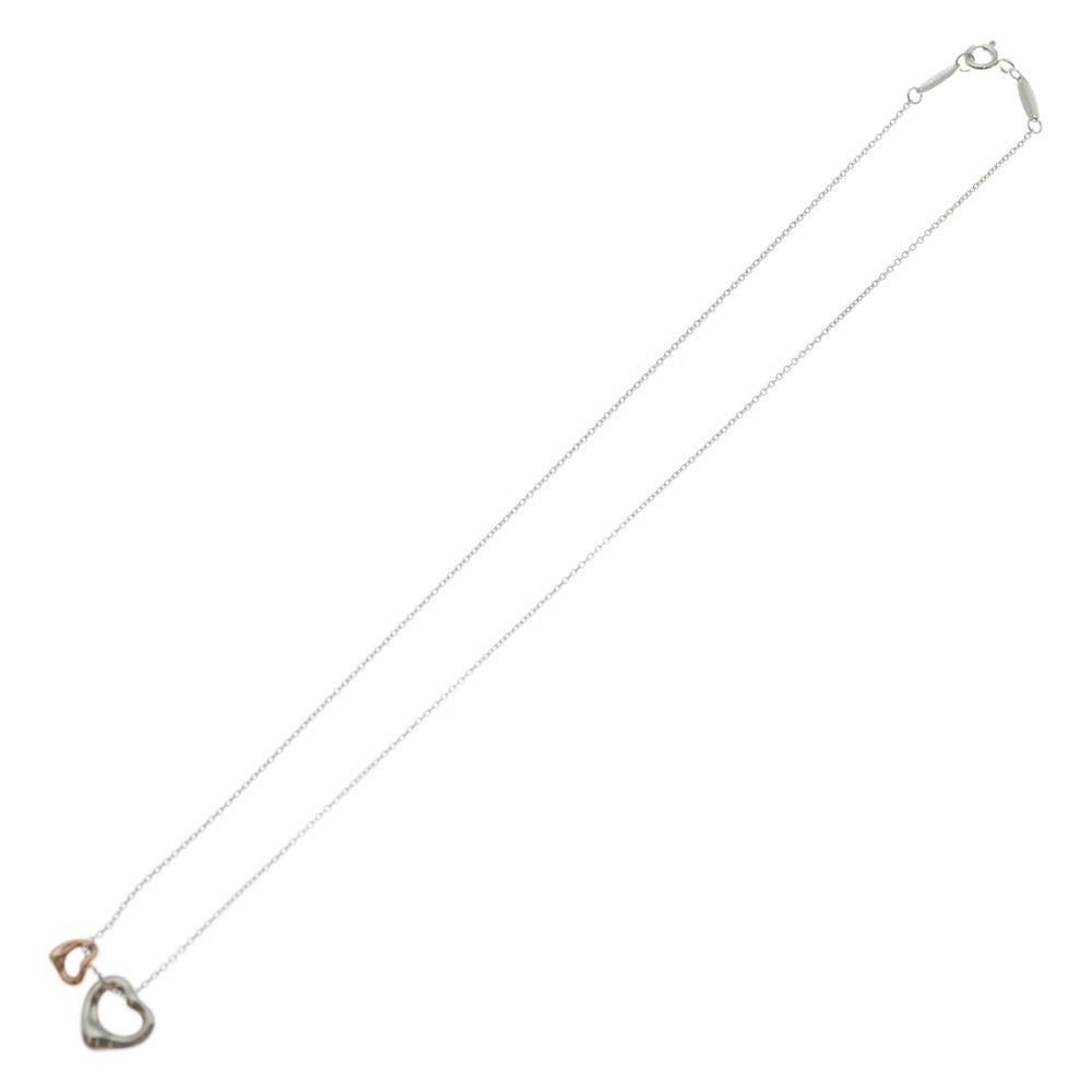 TIFFANY & Co.(ティファニー) ダブルオープンハートネックレス ペンダント チェーン シルバー×ピンクゴールド SV925/Au750 2.6g レディース
