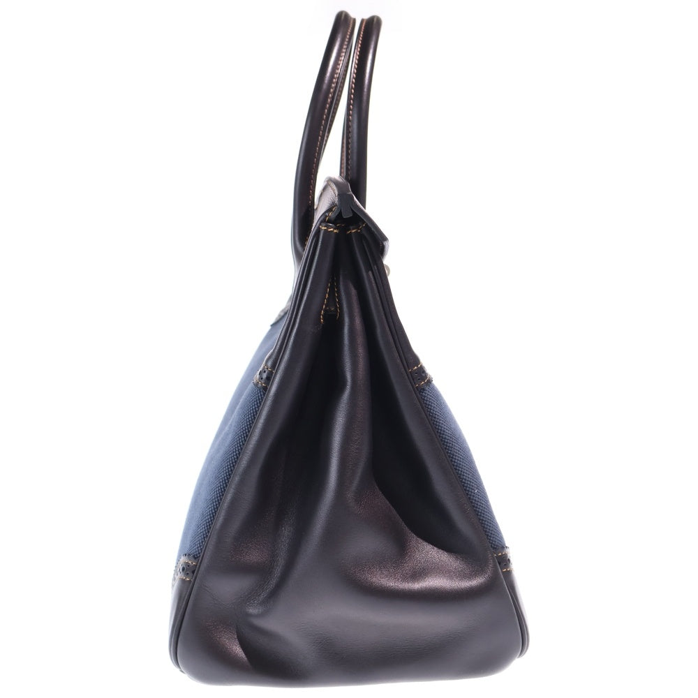 HERMES(エルメス) バーキン35ギリーズ ハンドバッグ トワルアッシュ エバーカラー デニムフォンセ シルバー金具 インディゴ/ブラック □P刻印 レディース