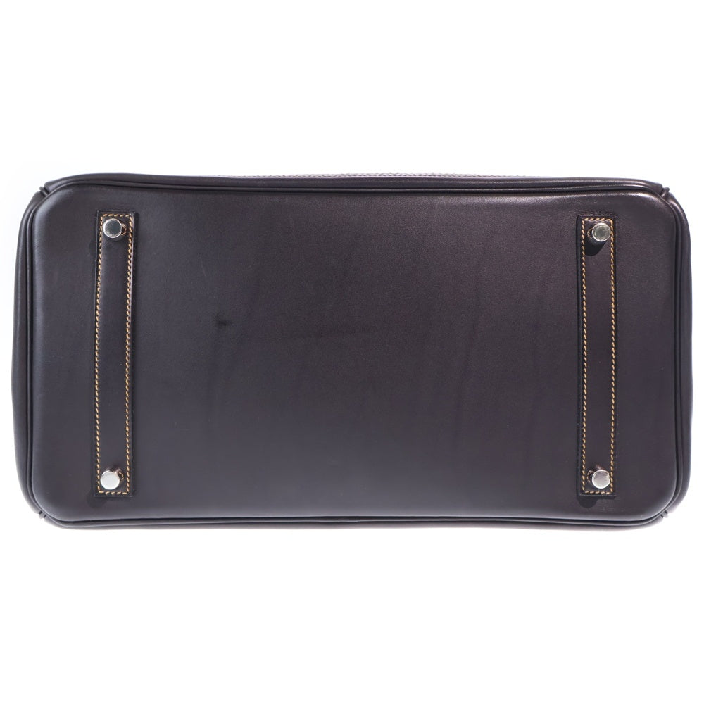 HERMES(エルメス) バーキン35ギリーズ ハンドバッグ トワルアッシュ エバーカラー デニムフォンセ シルバー金具 インディゴ/ブラック □P刻印 レディース