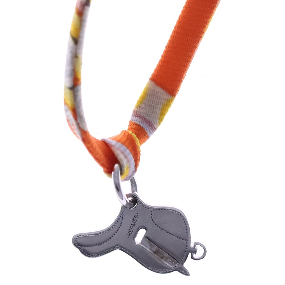 HERMES エルメス ストラップ オレンジ シルバー セリエ キャンバス