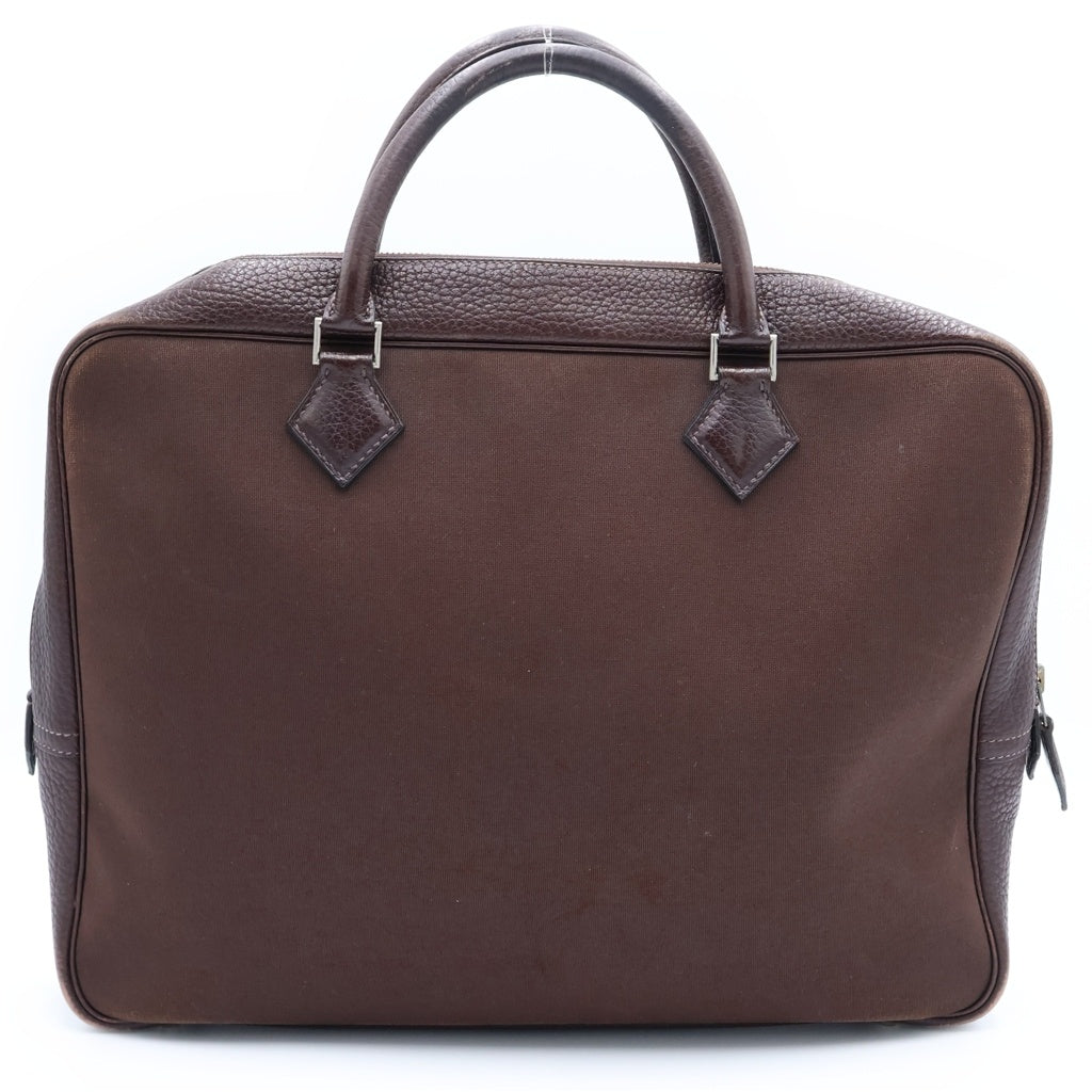 HERMES(エルメス) プリュムドッグ38 ショコラ ビジネスバッグ ハンドバッグ ブラウン トワルオフィシエ×フィヨルド □F刻印 シルバー金具