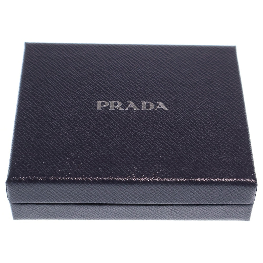 PRADA(プラダ) サフィアーノ トライアングルロゴ マネークリップ ウォレット 二つ折り財布 カードケース ブラック レザー 2MN077 シルバー金具