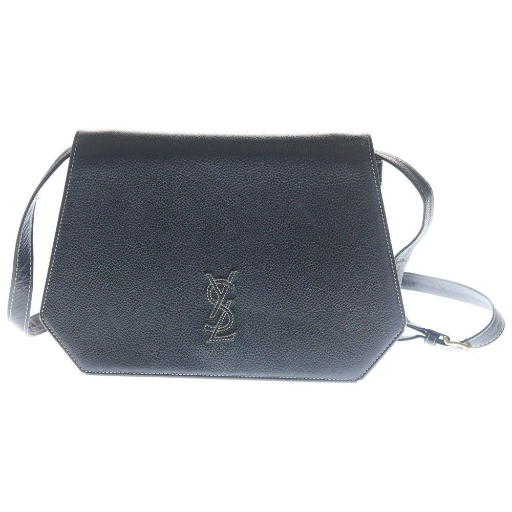 YVES SAINT LAURENT(イヴサンローラン) カサンドラロゴ レザー ショルダーバッグ ゴールド金具 ブラック レディース