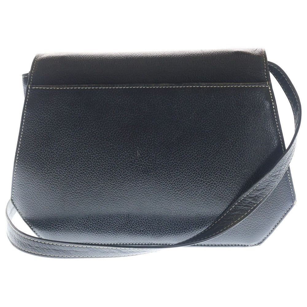 YVES SAINT LAURENT(イヴサンローラン) カサンドラロゴ レザー ショルダーバッグ ゴールド金具 ブラック レディース