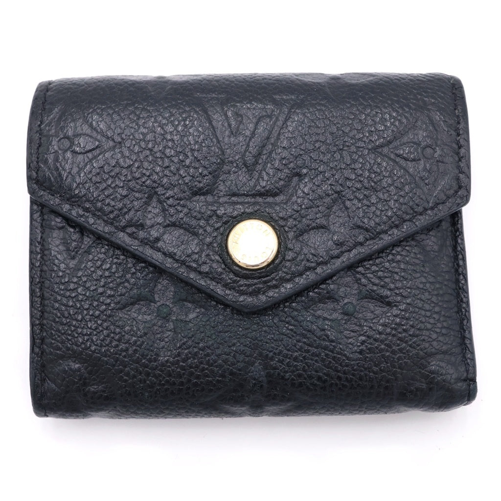 LOUIS VUITTON(ルイヴィトン) モノグラムアンプラント ポルトフォイユヴィクトリーヌ ミニ財布 コンパクトウォレット コインケース ブラック レザー M64060 ゴールド金具 レディース