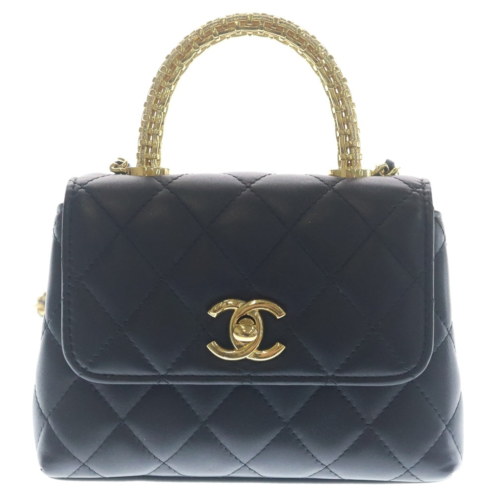 CHANEL(シャネル) マトラッセ ココハンドル16 2WAYバッグ ハンドバッグ ショルダーバッグ チェーンバッグ ブラック ラムスキン AP4245 ゴールド金具 レディース