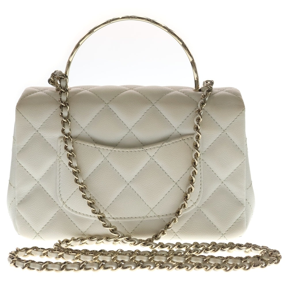 CHANEL(シャネル) マトラッセ ココハンドル18 2WAYバッグ ショルダーバッグ チェーンバッグ ハンドバッグ ホワイト キャビアスキン AS2215 ゴールド金具 レディース