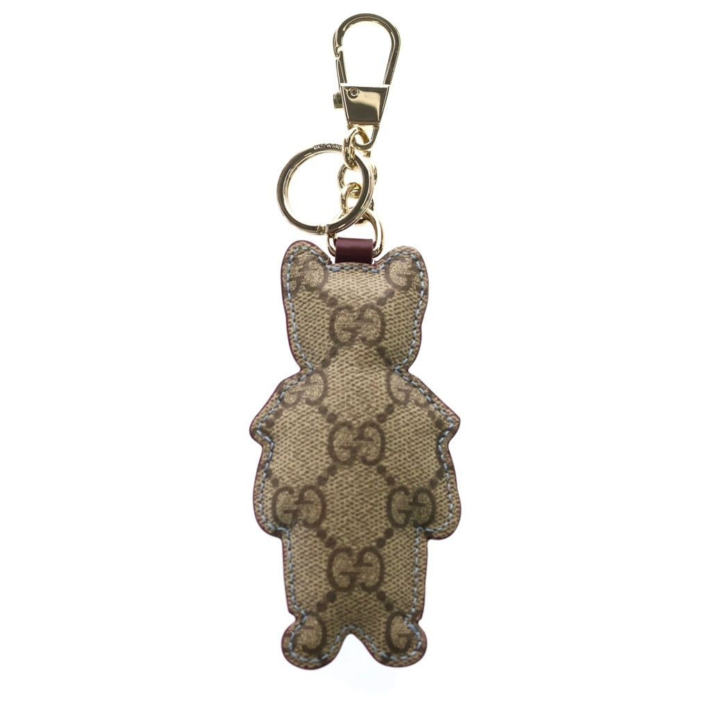 GUCCI(グッチ) キーチャーム ヒグチユウコ 猫 ボリス BORIS 日本限定 バッグチャーム キーホルダー キーリング ブルー レザー 851742 ゴールド金具 レディース