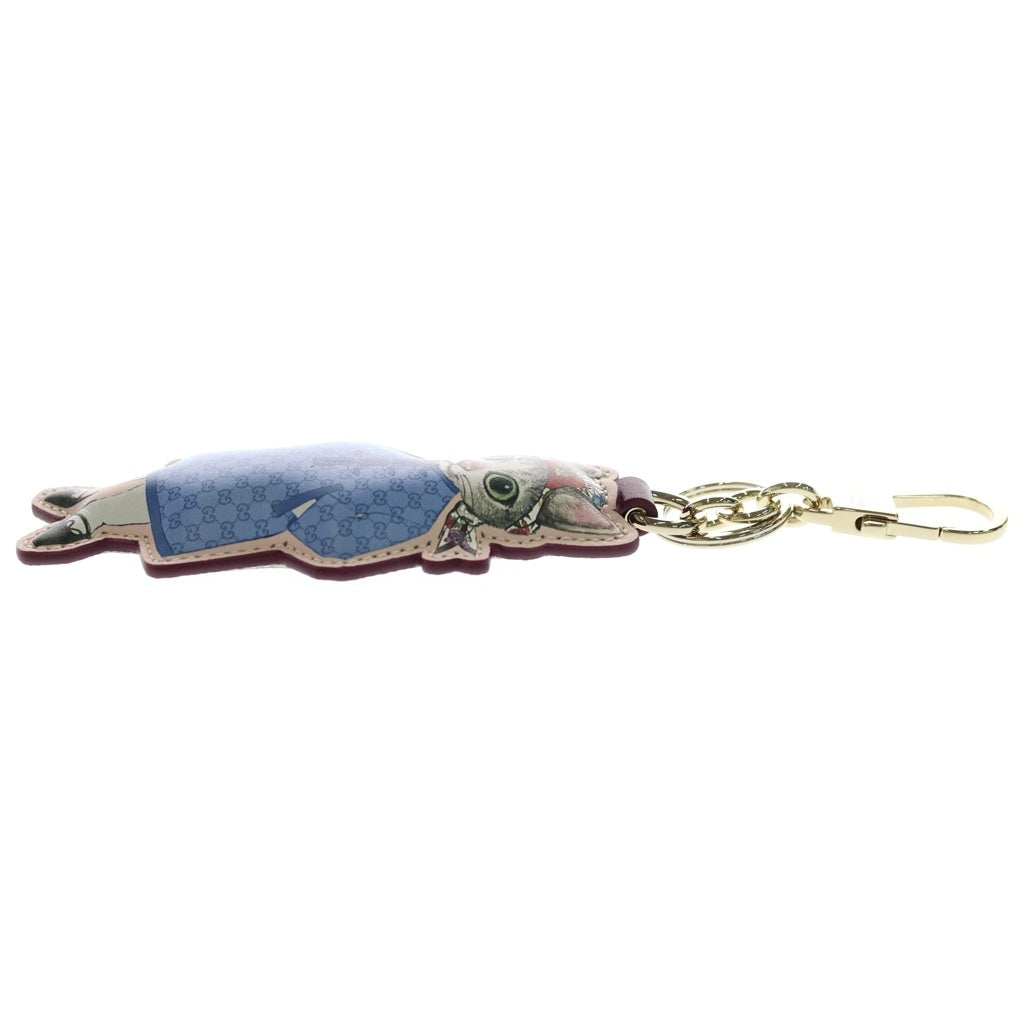 GUCCI(グッチ) キーチャーム ヒグチユウコ 猫 ボー BO 日本限定 バッグチャーム キーリング キーホルダー ピンク レザー 851743 ゴールド金具 レディース