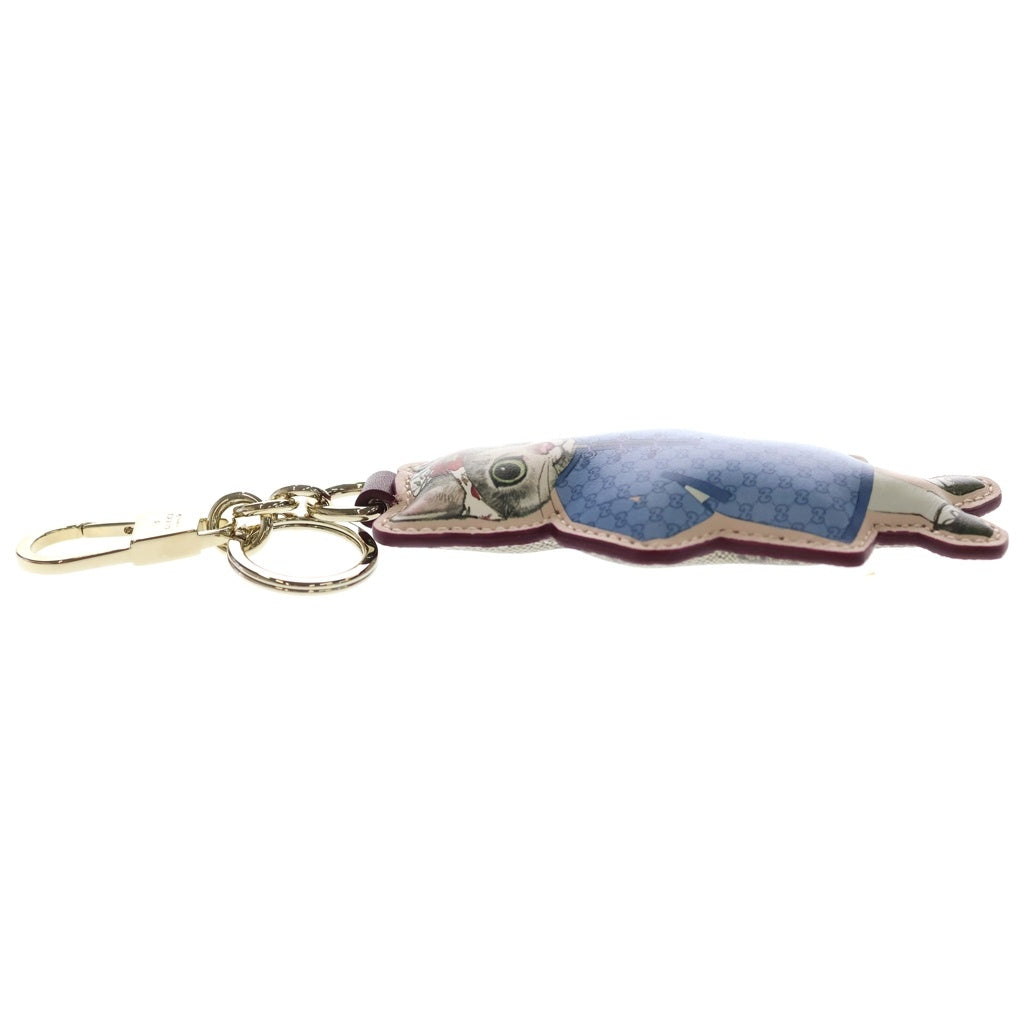 GUCCI(グッチ) キーチャーム ヒグチユウコ 猫 ボー BO 日本限定 バッグチャーム キーリング キーホルダー ピンク レザー 851743 ゴールド金具 レディース