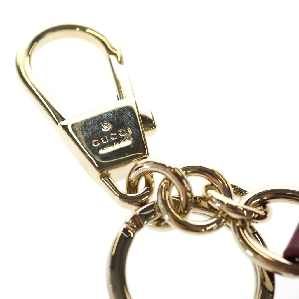 GUCCI(グッチ) キーチャーム ヒグチユウコ 猫 ボー BO 日本限定 バッグチャーム キーリング キーホルダー ピンク レザー 851743 ゴールド金具 レディース