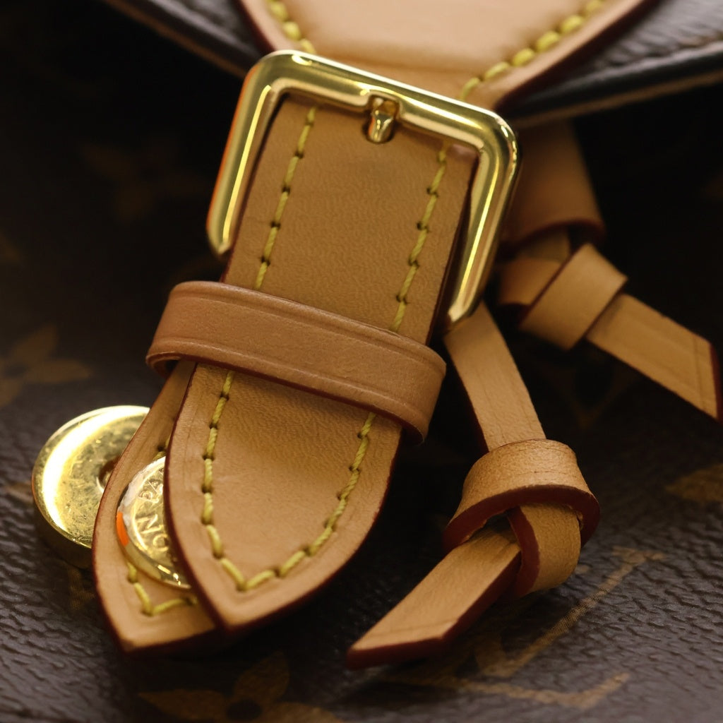 LOUIS VUITTON(ルイヴィトン) モノグラム モンスリ NM PM リュックサック バックパック ブラウン レザー×PVC M45501 ゴールド金具 レディース