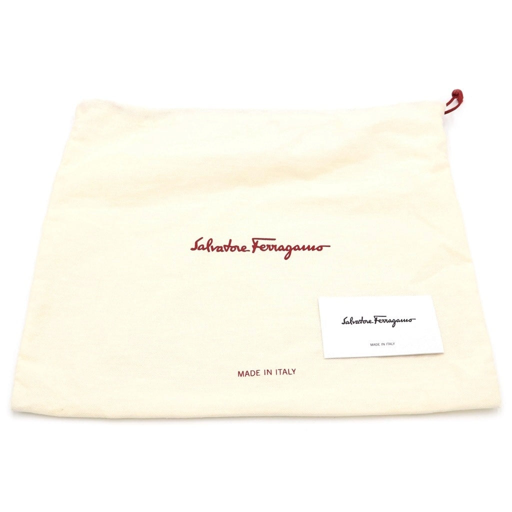 Salvatore Ferragamo(サルヴァトーレ フェラガモ) ガンチーニ デニム レザー クラッチ セカンドバッグ シルバー金具 インディゴ/ブラック 24A134