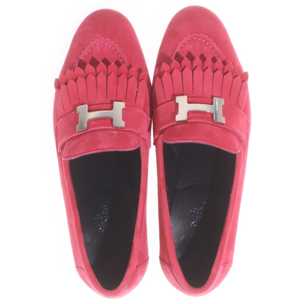 HERMES(エルメス) □ロワイヤル モカシン ピンク スウェード シルバー