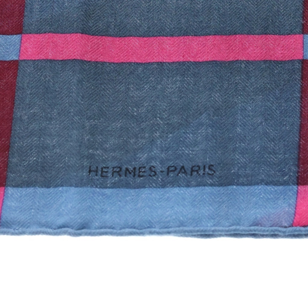 HERMES(エルメス) ■カレH 100 ロカバール・ドゥ・リール ネイビー カシミア×シルク スカーフ レディース