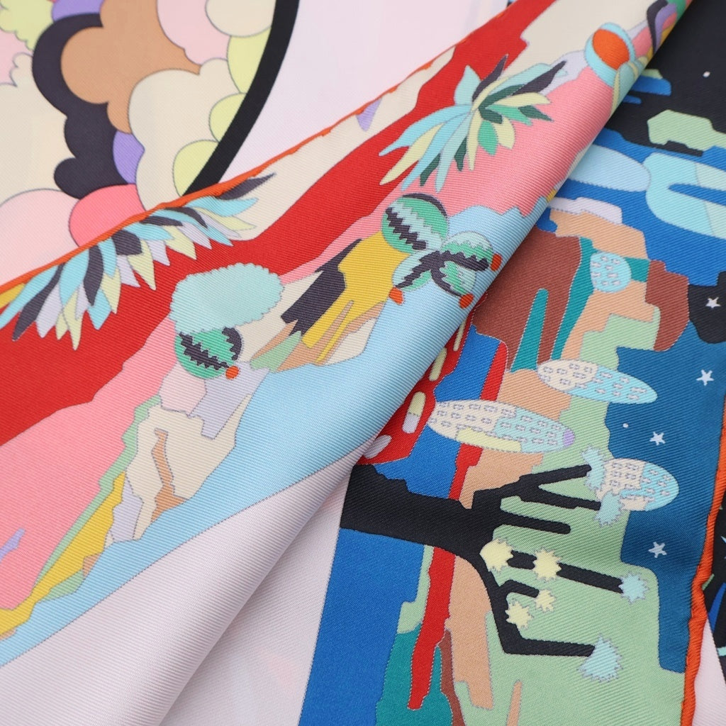 HERMES(エルメス) ■25SS カレ90 BOTTES STORY ブーツストーリー ローズパール×黒×マルチカラー シルク 箱 レディース