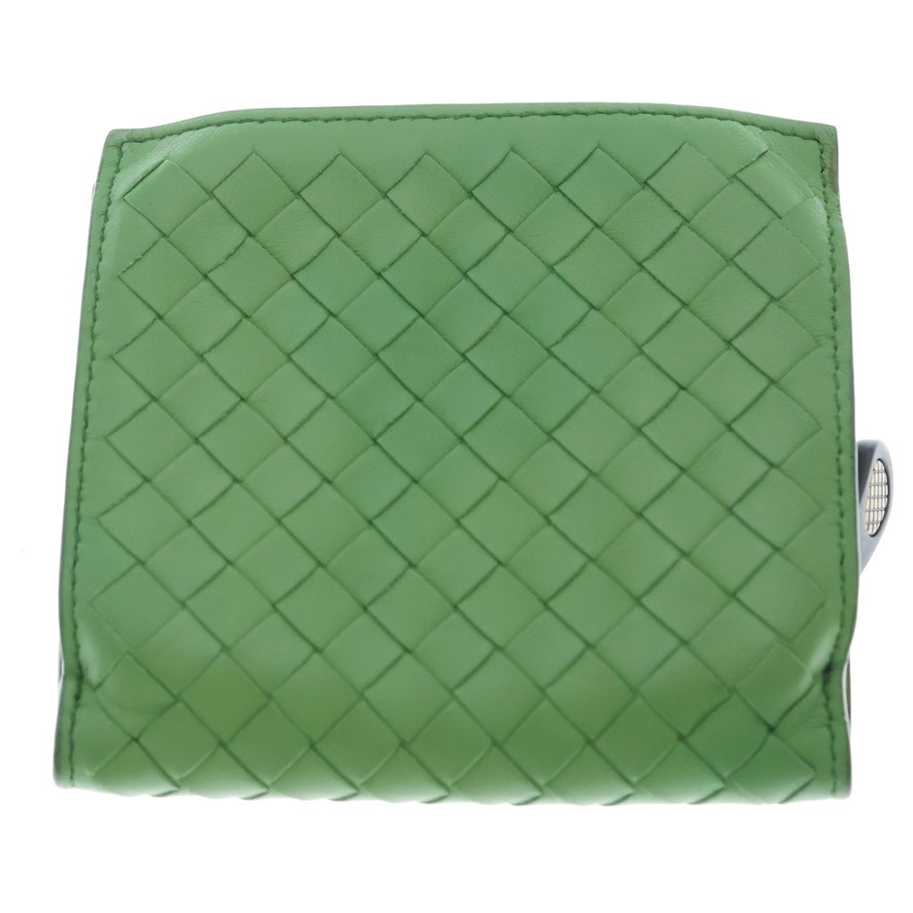 BOTTEGA VENETA(ボッテガヴェネタ) ■イントレチャート 二つ折り財布 グリーン レザー コンパクトウォレット