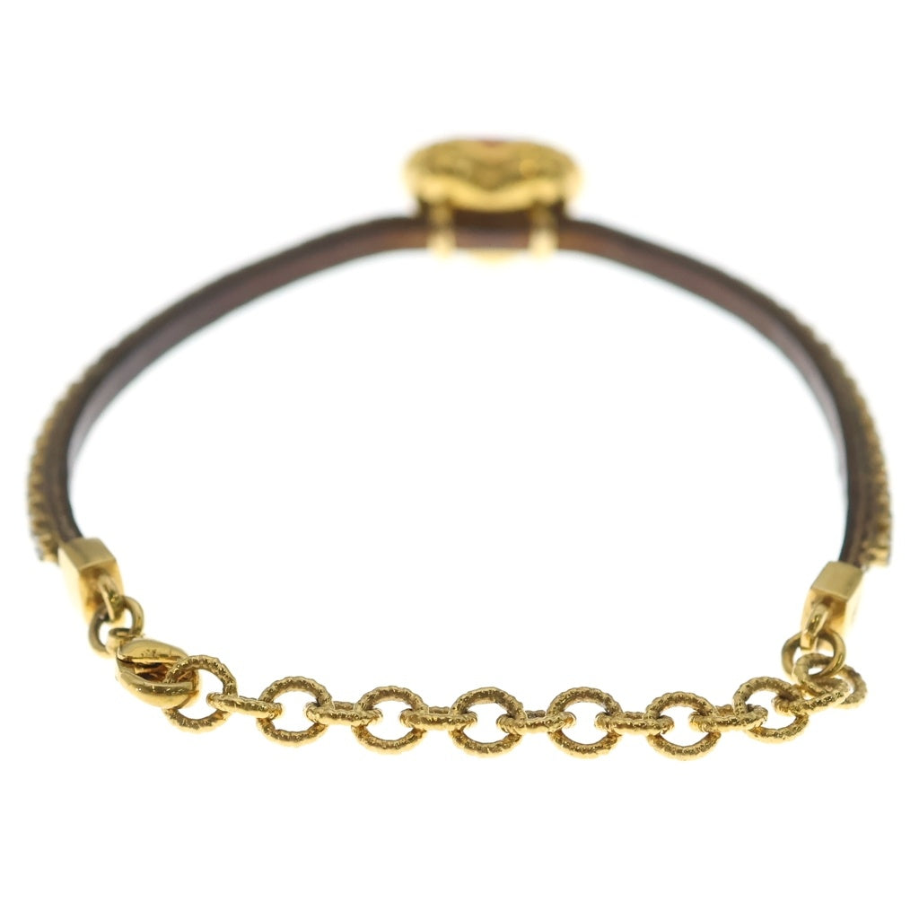 GUCCI(グッチ) ■インターロッキングG ハートモチーフ ラインストーン ブレスレット ゴールド GP レディース