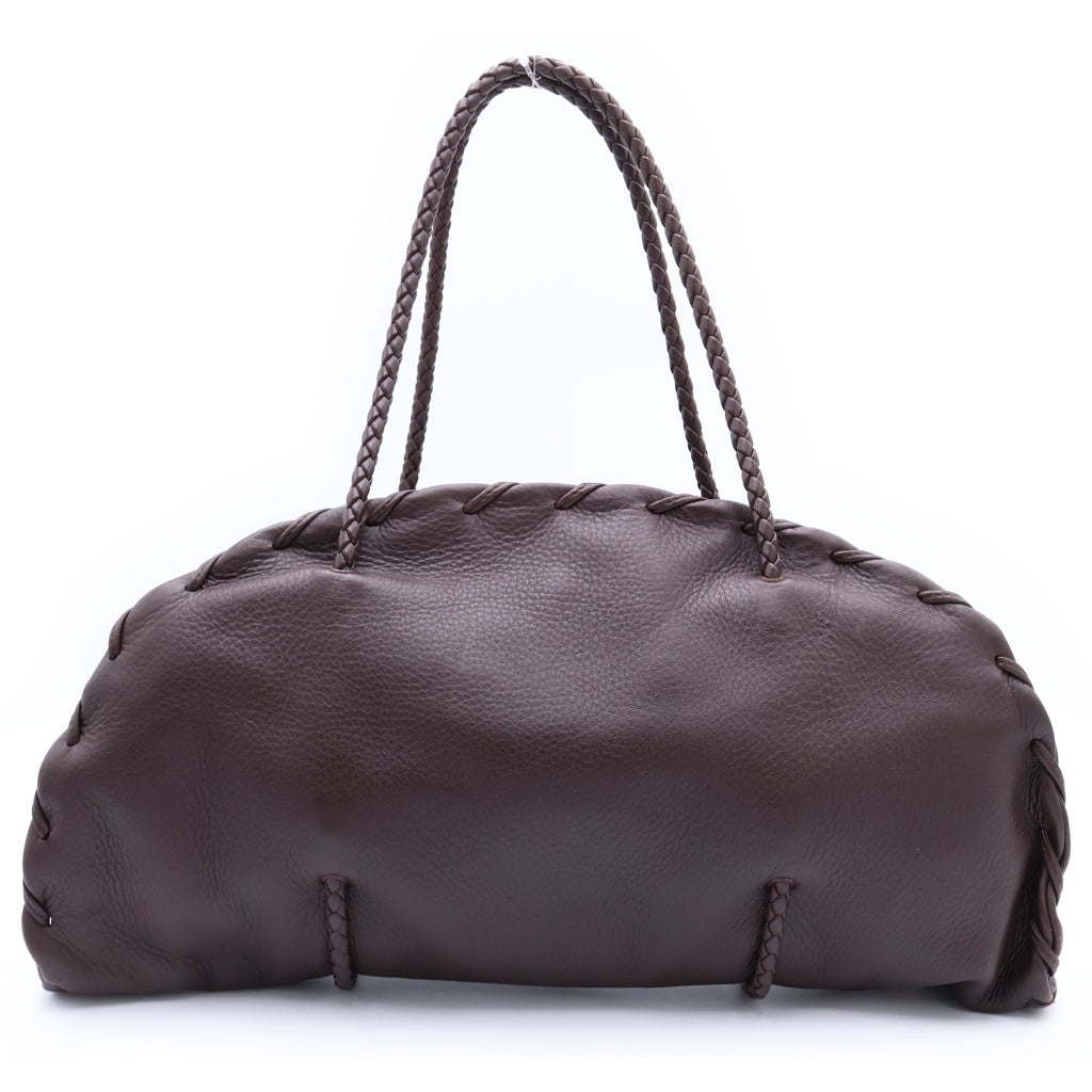 BOTTEGA VENETA(ボッテガヴェネタ) ハンドバッグ がま口 イントレチャート トートバッグ ブラウン レザー レディース
