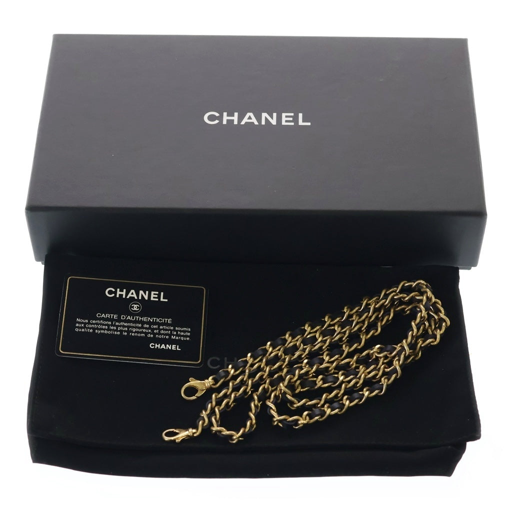 CHANEL(シャネル) チェーンウォレット ボーイシャネル シェブロン ミニバッグ ブラック×ブルー レザー ゴールド金具 レディース