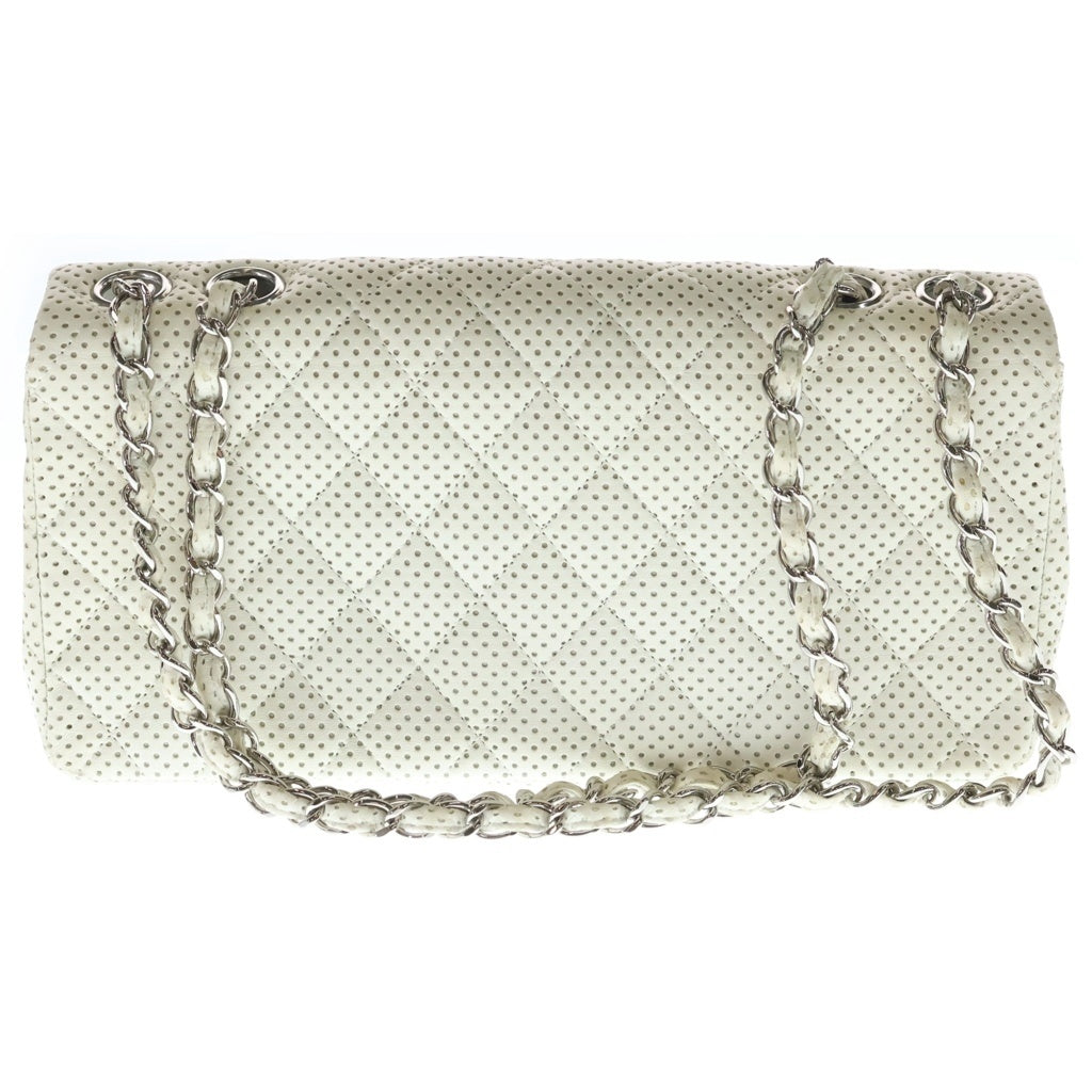 CHANEL(シャネル) マトラッセ パンチングレザー Sフラップ チェーンショルダーバッグ シルバー金具 ホワイト 11番台 レディース