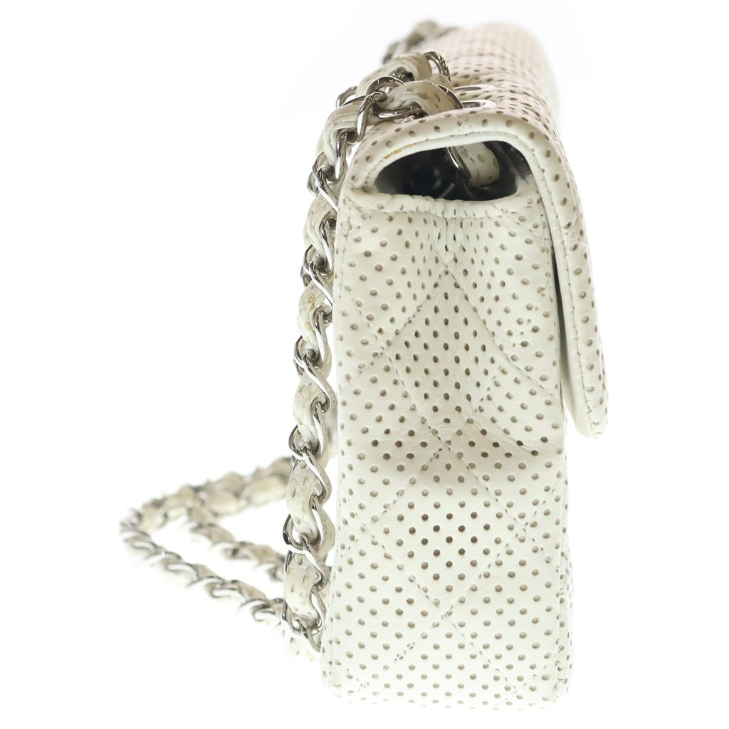 CHANEL(シャネル) マトラッセ パンチングレザー Sフラップ チェーンショルダーバッグ シルバー金具 ホワイト 11番台 レディース