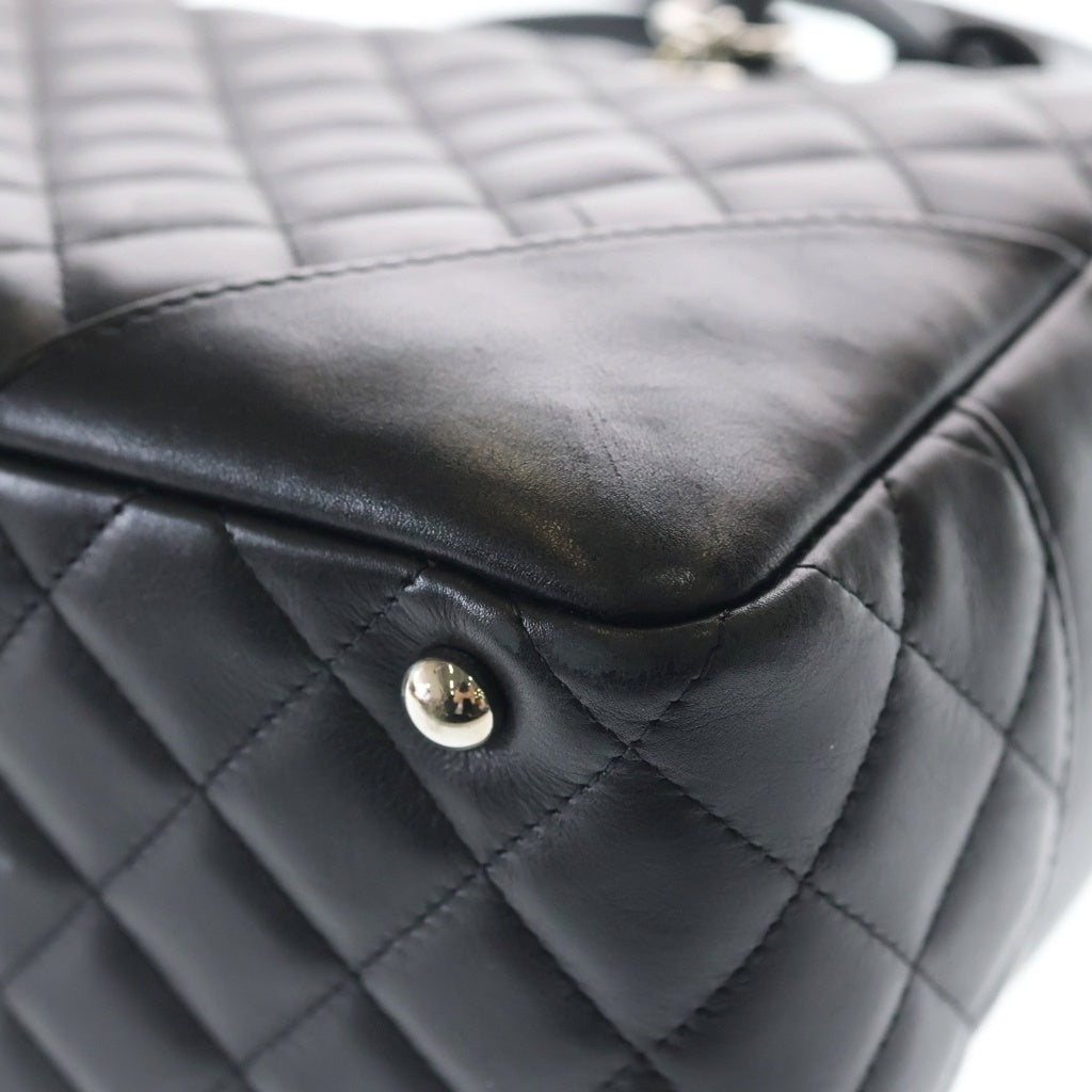 CHANEL(シャネル) カンボンライン キルティング ハンドバッグ ブラック ラムスキン A25171 シルバー金具 レディース