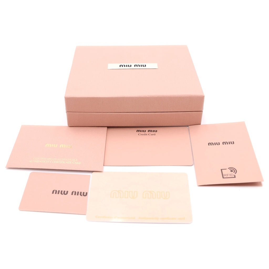 miumiu(ミュウミュウ) ミニウォレット コンパクトウォレット 二つ折り財布 カードケース ロゴプレート グリーン 型押しクロコ レザー 5MV204 ゴールド金具 レディース
